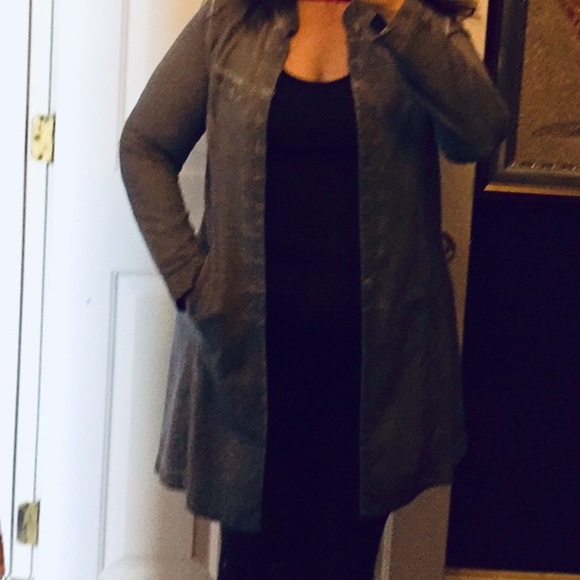 Soft Surroundings military cut acid wash gray coat - Picture 2 of 8